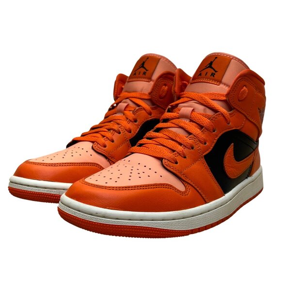 Nike Air Jordan Men’s Orange/Black Leather Mid High-Top Sneakers Size 8.5 - Picture 3 of 9